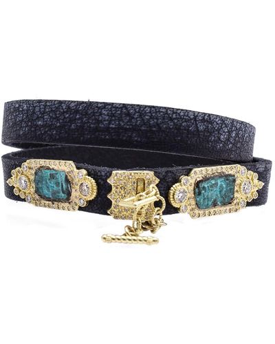 Armenta Sueno Double-wrap Leather Bracelet - Blue