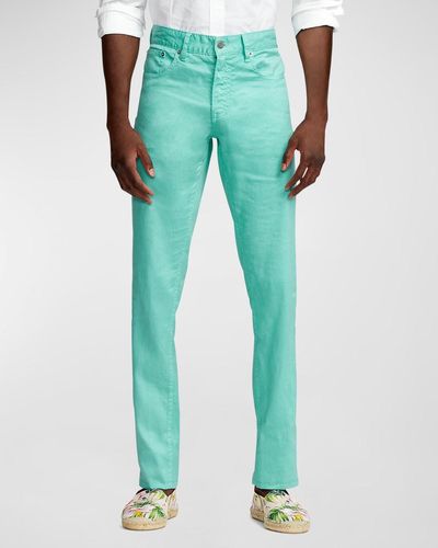Ralph Lauren Purple Label Slim Stretch Linen-Cotton Jeans - Green
