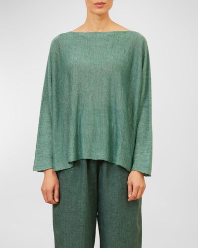Eskandar Sideways Knitted Sweater (Mid-Length) - Green