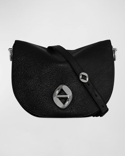 Rebecca Minkoff Large Saddle Leather Shoulder Bag - Black