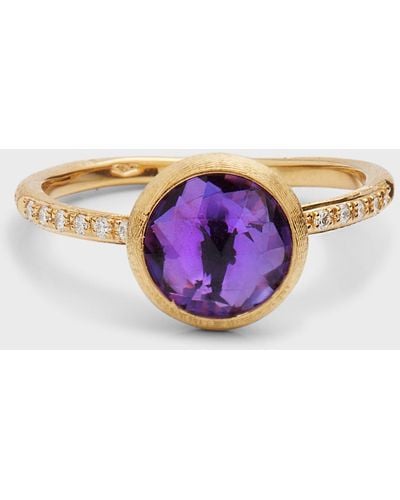 Marco Bicego Jaipur Color 18k Gold Amethyst & Diamond Stackable Ring, Size 7 - Purple