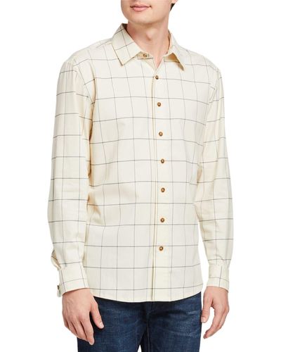 Fisher + Baker Richmond Grid-Pattern Dress Shirt - White