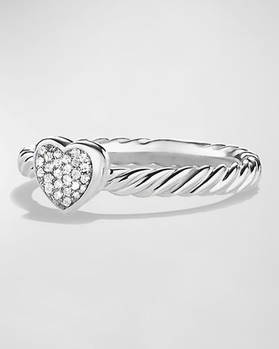 David Yurman Petite Pave Heart Ring With Diamonds - Gray