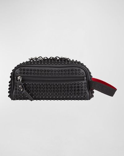 Christian Louboutin Blaster Spiked Leather Travel Toiletry Bag - Black