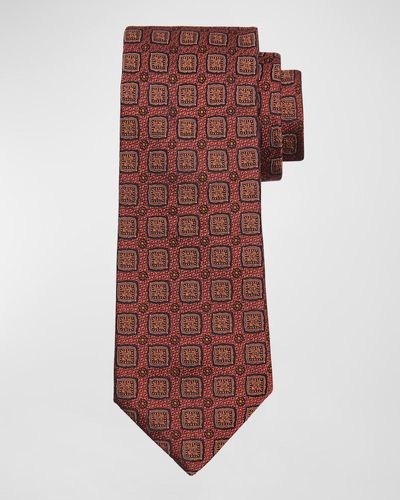 Brunello Cucinelli Silk-Cotton Geometric Tie - Red