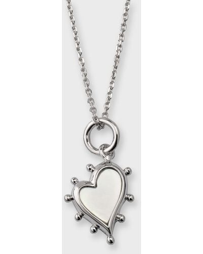 Monica Rich Kosann Sterling Mother Of Pearl Heart Pendant Necklace - White