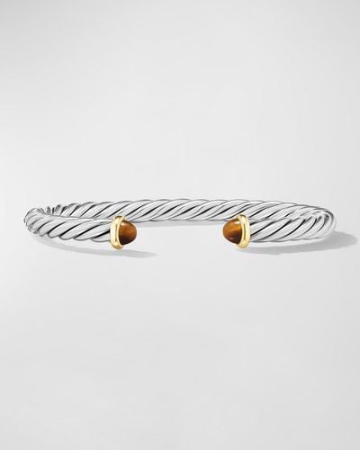 David Yurman Cable Flex Cuff Bracelet With Gemstone And 14K - Metallic