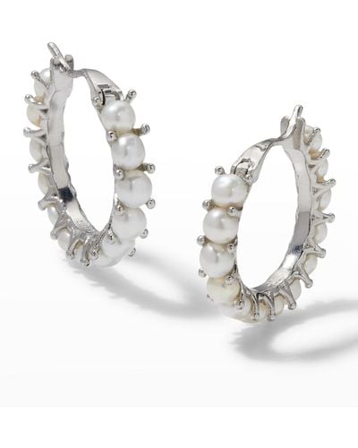 Margo Morrison Freshwater Pearl Eternity Hoop Earrings - Metallic