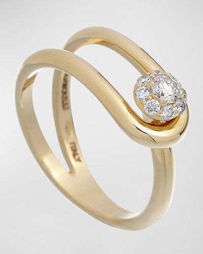 Krisonia 18k Yellow Gold Ring With Diamond And Halo, Size 7 - White