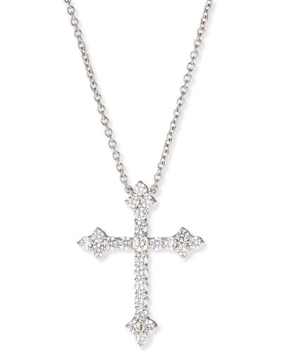 Fantasia by Deserio 2.25 Tcw Large Cz Cross Pendant Necklace - White