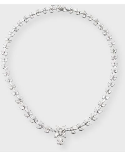 Neiman Marcus Lab Grown Diamond 18k White Gold Marquise And Pear Necklace, 17"l, 24.16ctw
