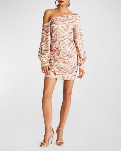 Halston Kimora One-Shoulder Sequin Mini Dress - Multicolor