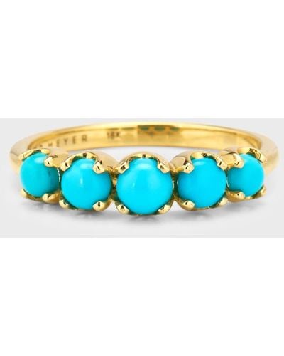 Jennifer Meyer 18k Yellow Gold Graduated Turquoise Ring, Size 6.5 - Blue