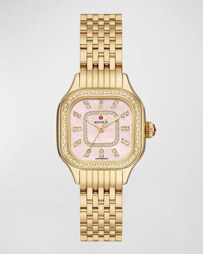 Michele 29mm Meggie Diamond Dial And Mother-of-pearl Watch - Metallic