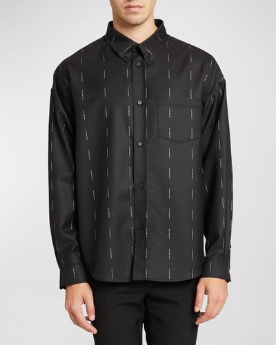 Givenchy Dress Shirt With Logo Pinstripes - Black