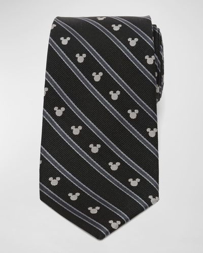 Cufflinks Inc. Mickey Mouse Striped Silk Tie - Black