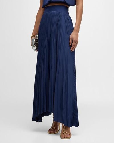 Ramy Brook Winifred Pleated Asymmetric Skirt - Blue