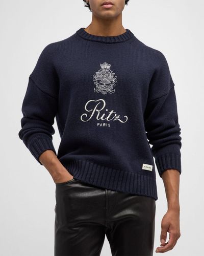 FRAME x Ritz Paris Cashmere Crest Sweater - Blue
