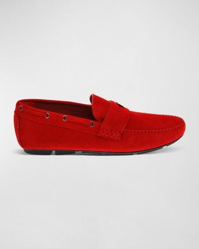 John Galliano Suede Drivers - Red
