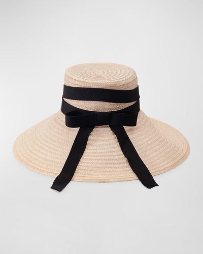 Eugenia Kim Mirabel Straw Large-Brim Hat With Bow - Black