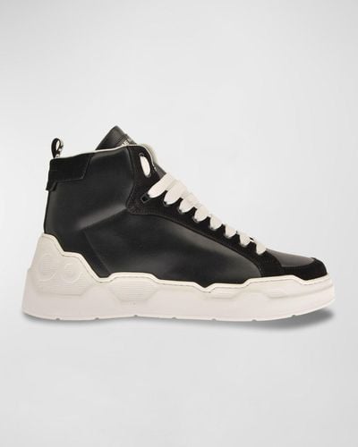 CoSTUME NATIONAL Leather High-Top Sneakers - Black