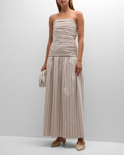 Anna Quan Isadora Striped Drop Waist Maxi Dress - Brown