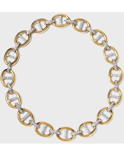 Leo Pizzo Yellow Gold And White Gold Diamond Chain Necklace - Metallic
