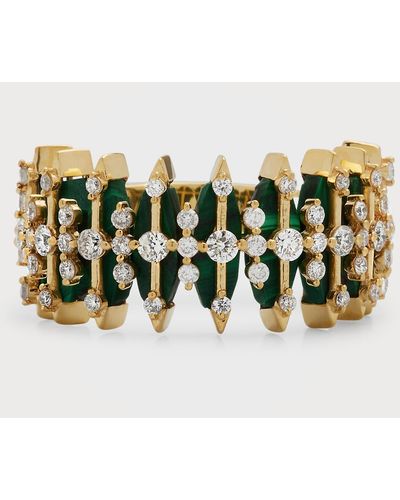 Kastel Jewelry Gratiana 18k Malachite And Diamond Band Ring, Size 7 - Multicolor