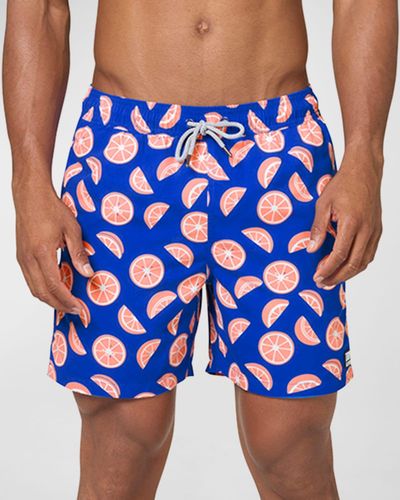 Tom & Teddy Citrus-Print Swim Shorts - Blue
