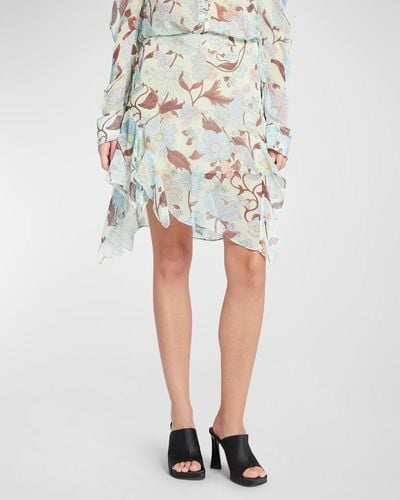 Stella McCartney Garden-print Asymmetric Chiffon Mini Skirt - Multicolor