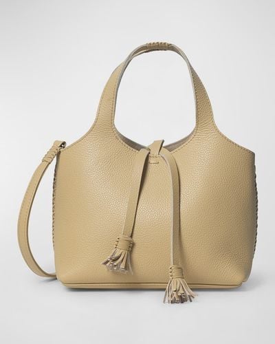 Callista City Mini Grained Leather Top-Handle Bag - Natural