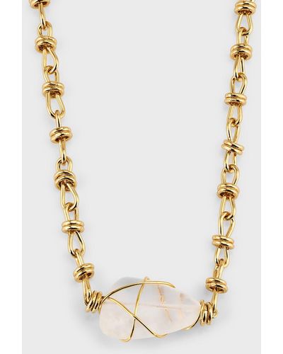 GAS Bijoux Marre Long Crystal Chain Necklace in Gold