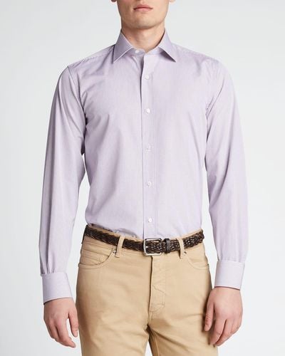 Neiman Marcus Multi-Check Dress Shirt - Purple