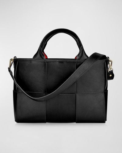 Gigi New York Sylvie Woven Leather Satchel Bag - Black