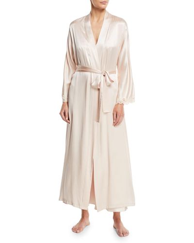 Christine Lingerie Bijoux Long Silk Robe - Natural