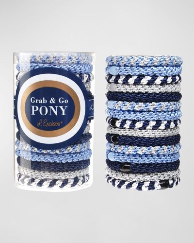 L. Erickson Grab & Go Pony Tube, Set Of 15 - Blue
