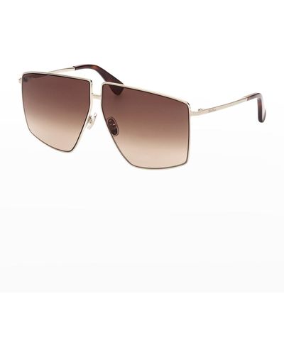 Max Mara Lee Mirrored Square Metal Sunglasses - Brown