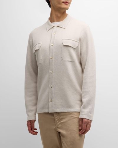 FIORONI CASHMERE Cashmere-Linen Shirt Jacket - Gray