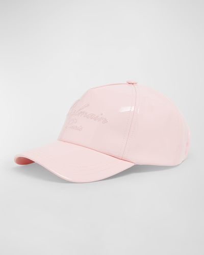 Balmain Signature Logo Vinyl Baseball Hat - Pink