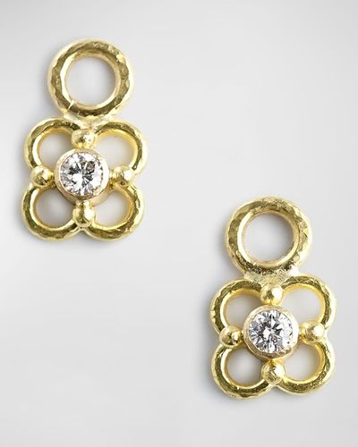 Elizabeth Locke 19k Diamond Flower Wire Arches Earring Pendants - Metallic