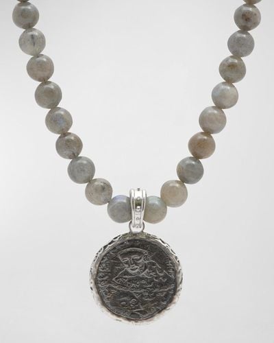 Armenta Romero Beaded Monk Medallion-Pendant Necklace - Metallic