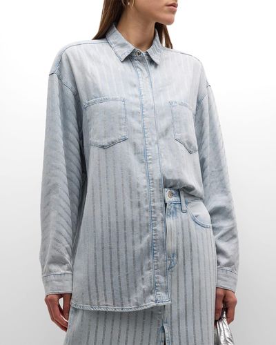 Triarchy Ms. Sofiane Metallic-stripe Denim Shirt - Gray