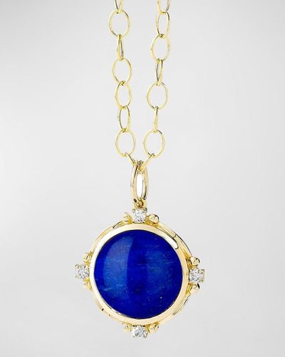 Syna 18k Yellow Gold Lapis Lazuli Mogul Pendant Necklace With Diamonds - Blue