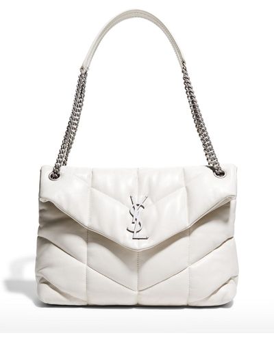 Saint Laurent Medium Lou Leather Puffer Bag - White