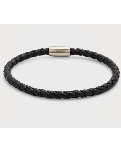 Jan Leslie Magnetic Woven Leather Bracelet - White