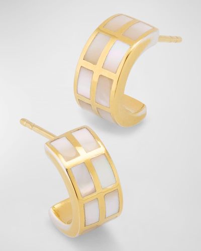Jan Leslie Dash Rectangle Gemstone Huggie Earrings - Metallic
