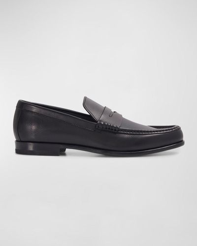 Paul Stuart Mason Leather Penny Loafers - Black
