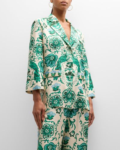 Cara Cara Venezia Floral Silk-blend Twill Jacket - Green