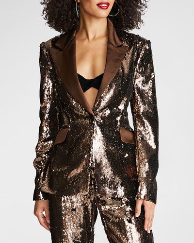 Halston Ameri Single-Button Sequin Jacket - Multicolor