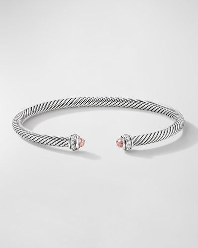 David Yurman Cable Bracelet With Gemstone And Diamonds In Silver, 4mm - Gray